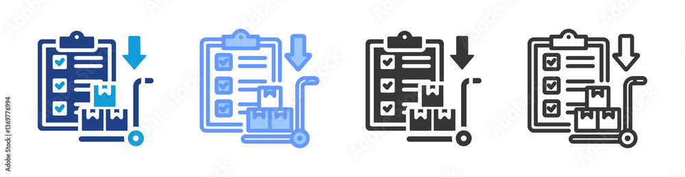 Poster order fulfillment icon set multiple style collection