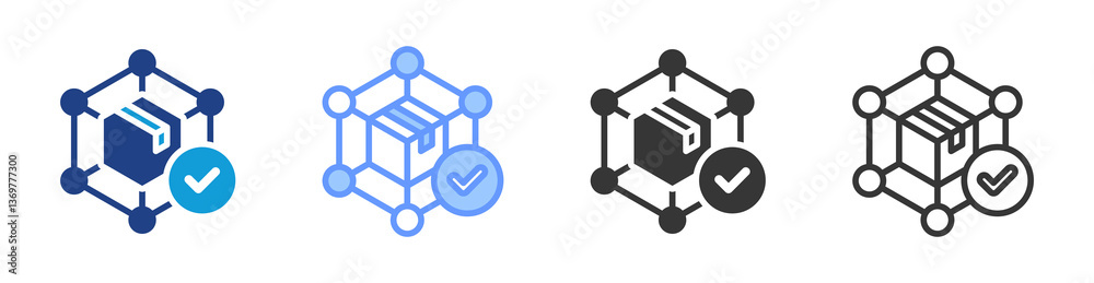 Poster supply chain coordination icon set multiple style collection