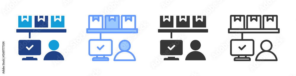 Poster Stock Level Monitoring icon set multiple style collection