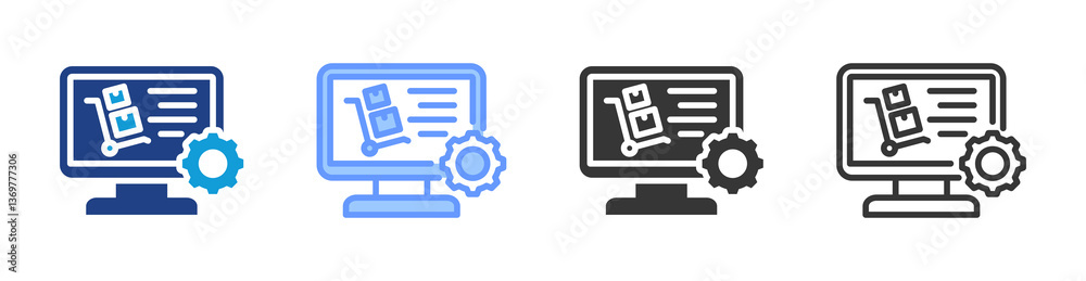 Aufkleber procurement software icon set multiple style collection