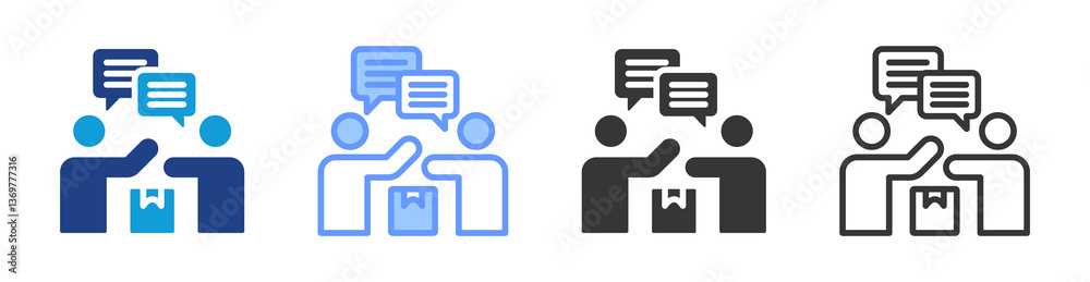 Poster supplier communication icon set multiple style collection