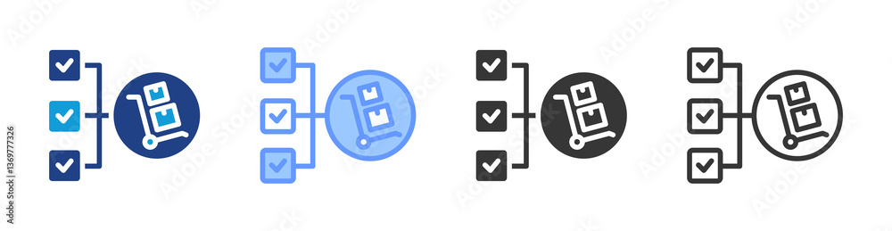 Poster order consolidation icon set multiple style collection