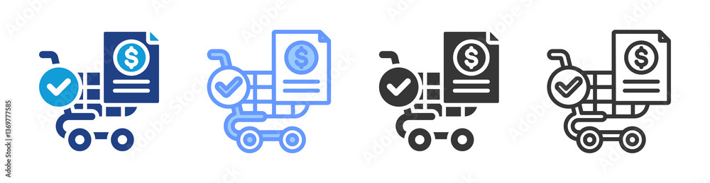 Poster purchasing agreement icon set multiple style collection