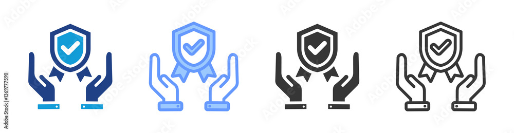 Aufkleber quality assurance icon set multiple style collection
