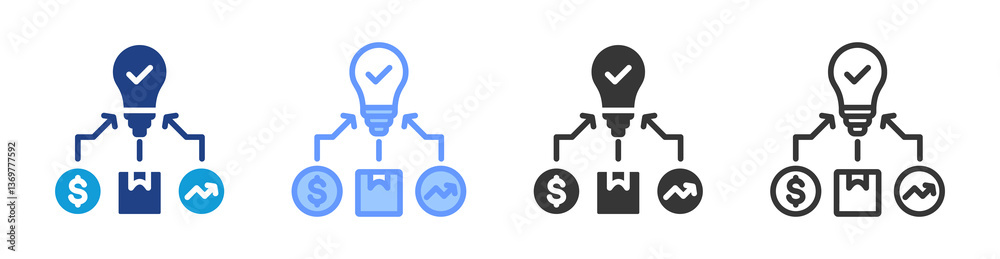 Poster Sourcing Strategy icon set multiple style collection