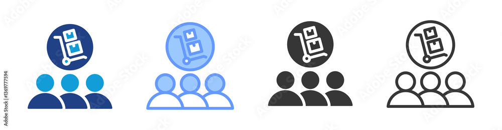 Poster Procurement Team icon set multiple style collection