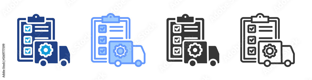 Poster order delivery management icon set multiple style collection