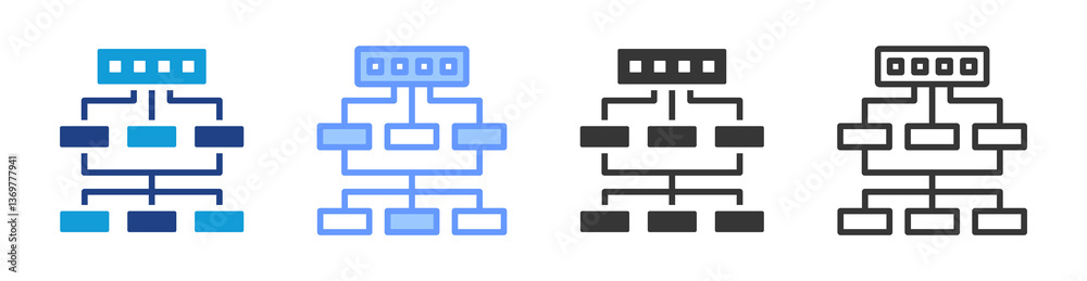 Poster Work Breakdown Structure icon set multiple style collection