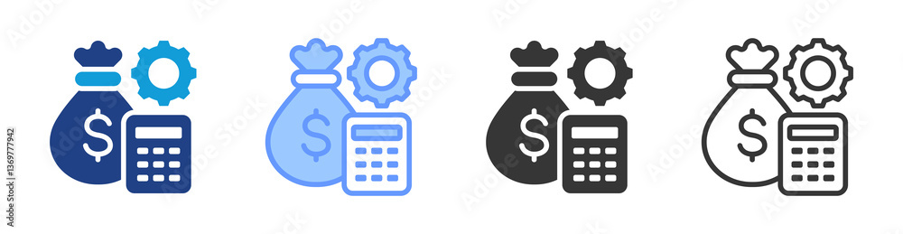 Poster budget management icon set multiple style collection