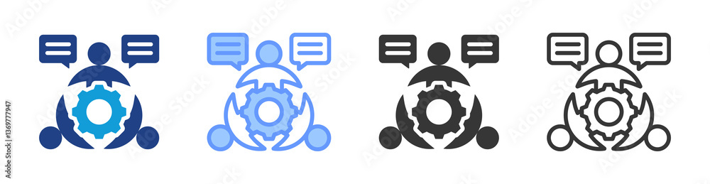 Poster stakeholder communication icon set multiple style collection
