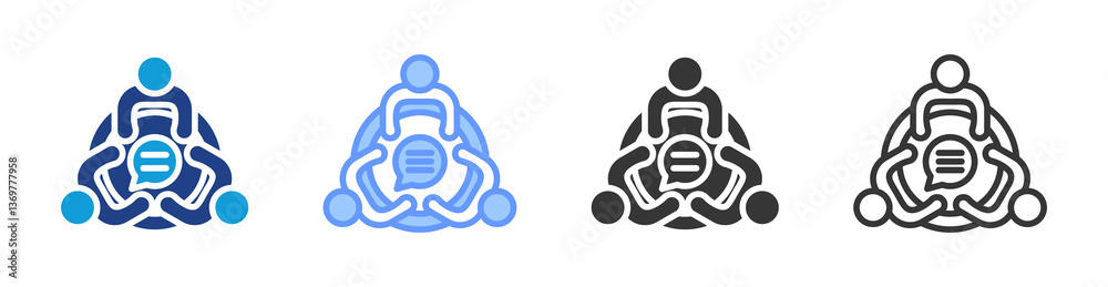 Poster Status Meeting icon set multiple style collection