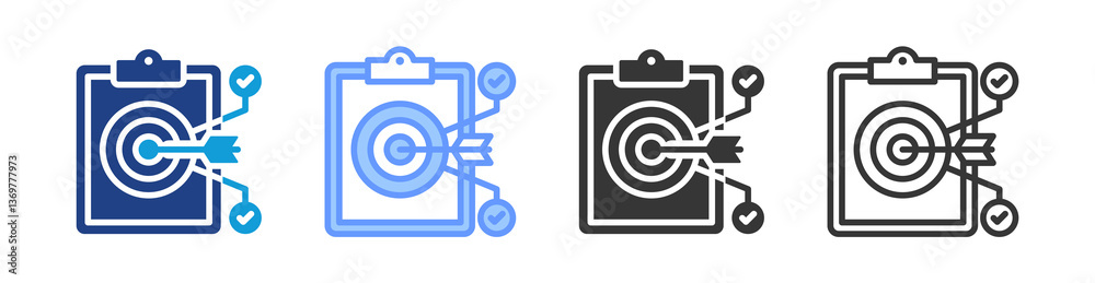Poster Project Goal icon set multiple style collection