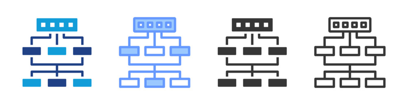 Work Breakdown Structure icon set multiple style collection