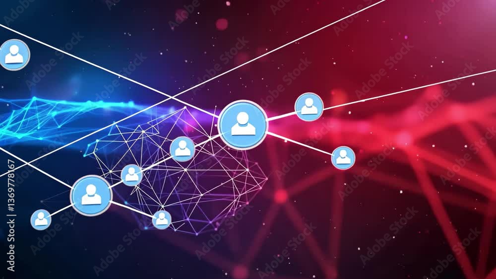 Poster a visual representation showcasing dynamic digital connections with interconnected nodes and lines i