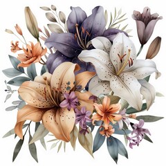 Elegant Floral Arrangement Featuring Lilies and Colorful Blooms