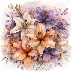 Beautiful Floral Arrangement of Lilies in Soft Pastel Colors