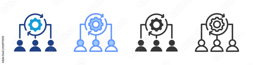 Poster Project Team Dynamic icon set multiple style collection