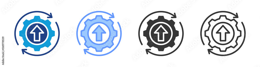 Poster Continuous Improvement icon set multiple style collection