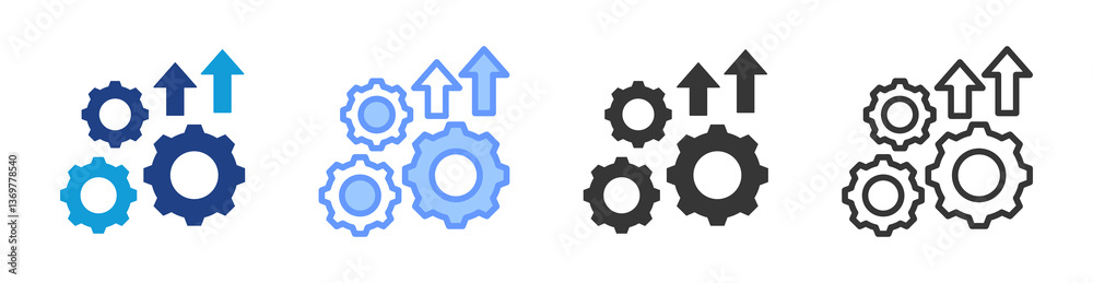 Poster Process Improvement icon set multiple style collection