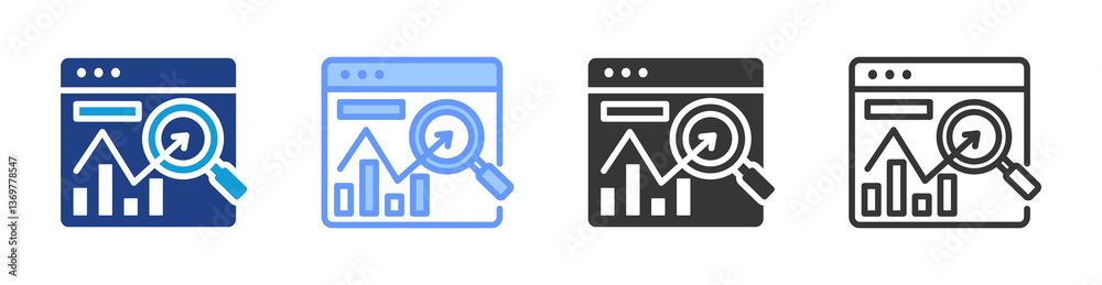 Aufkleber Statistical Analysis icon set multiple style collection