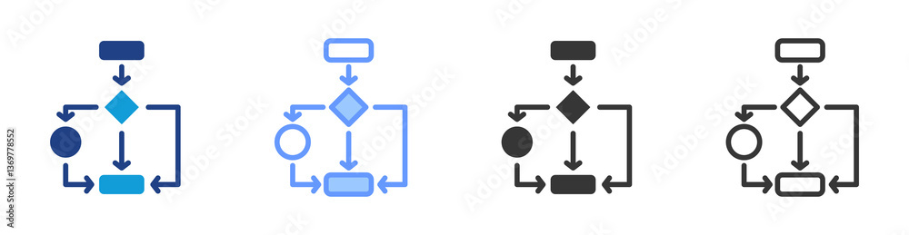 Poster Process Mapping icon set multiple style collection