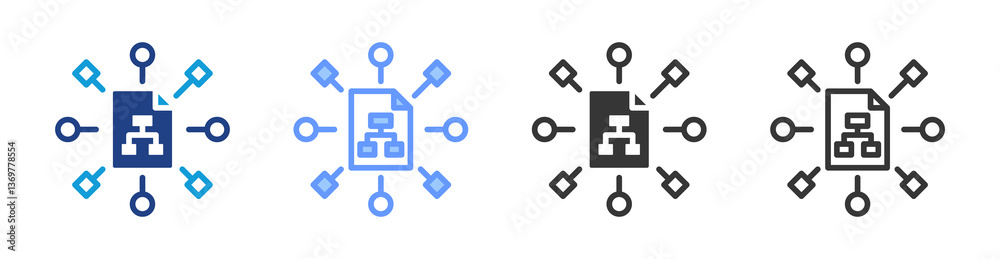 Poster Value Stream Mapping icon set multiple style collection