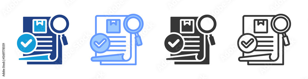 Poster Quality Control icon set multiple style collection