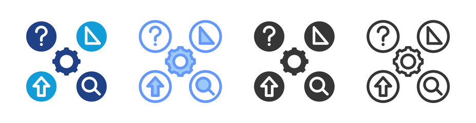 Dmaic Framework icon set multiple style collection