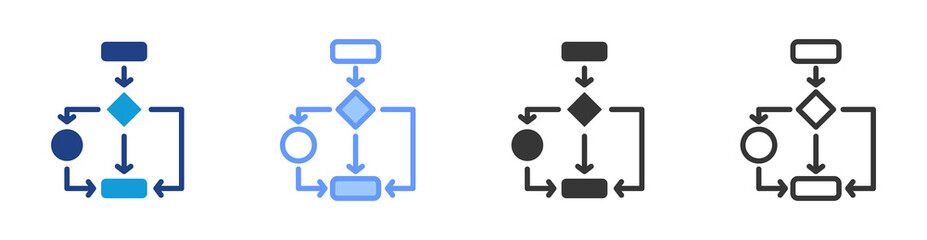 Process Mapping icon set multiple style collection