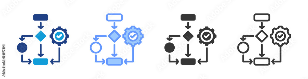 Poster Lean Principle icon set multiple style collection