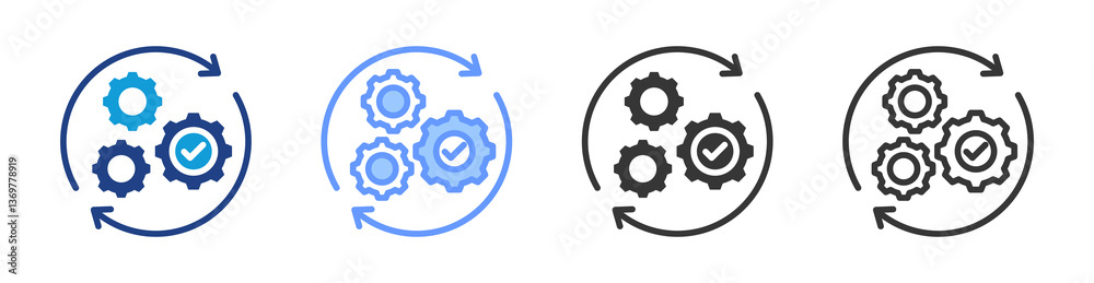 Aufkleber process optimization icon set multiple style collection