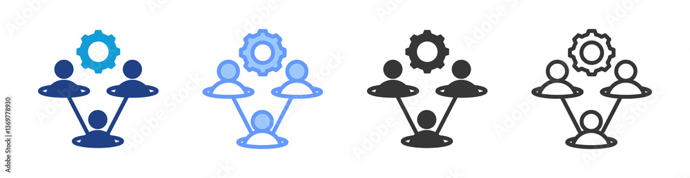 Poster team roles icon set multiple style collection