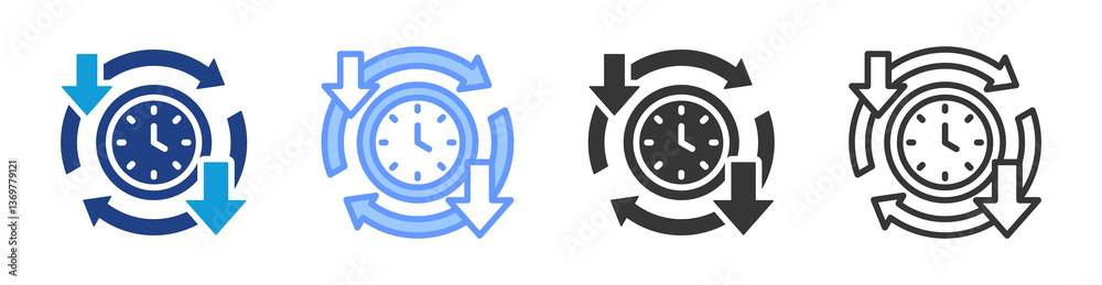 Poster Cycle Time Reduction icon set multiple style collection