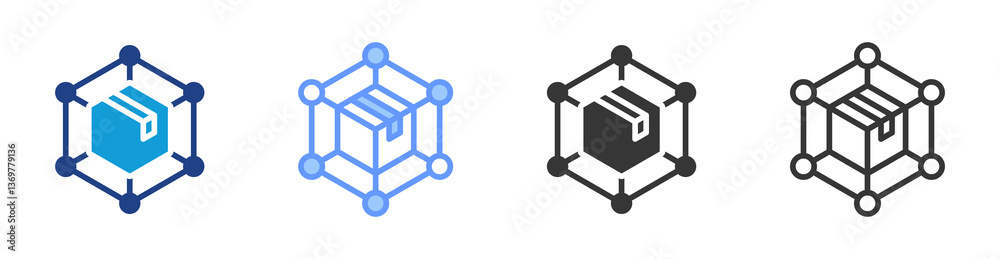 Poster Supply Chain icon set multiple style collection