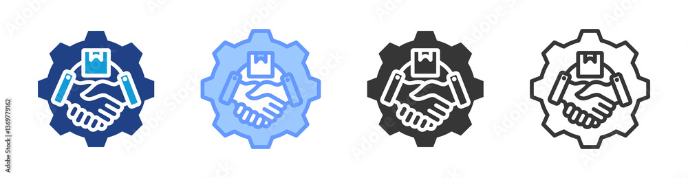 Aufkleber supplier relationship management icon set multiple style collection