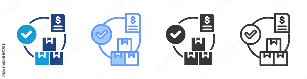 Poster order fulfillment icon set multiple style collection