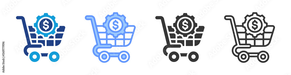 Poster Procurement icon set multiple style collection