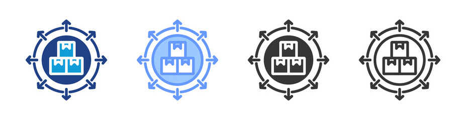 Obraz premium Distribution icon set multiple style collection