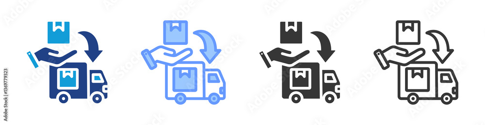 Aufkleber Shipping And Receiving icon set multiple style collection