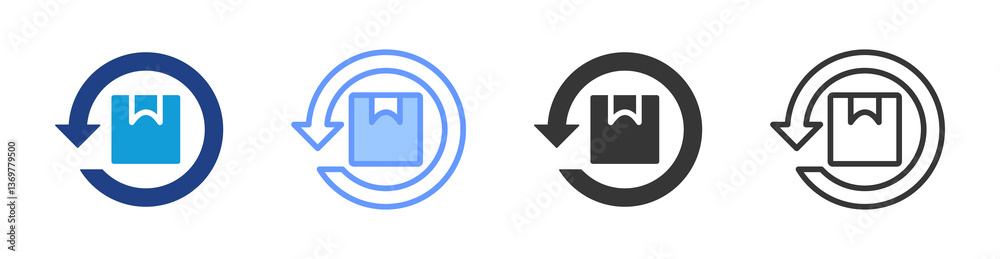 Poster reverse logistics icon set multiple style collection