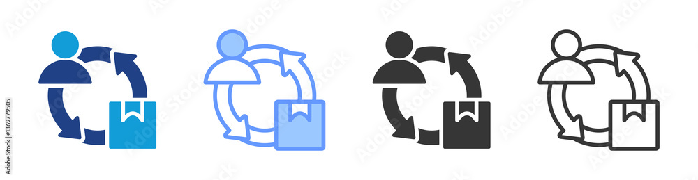 Poster Supply And Demand Alignment icon set multiple style collection