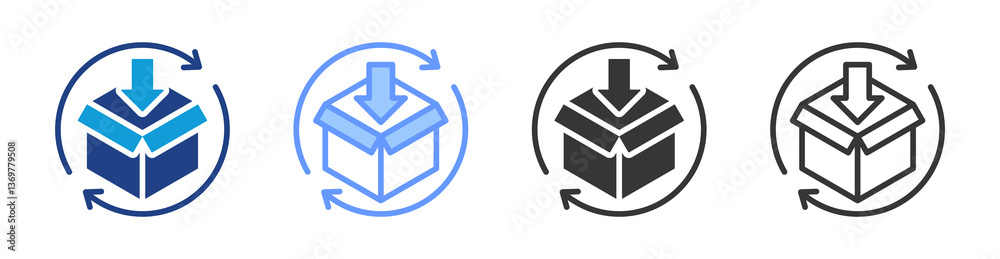 Poster product replenishment icon set multiple style collection