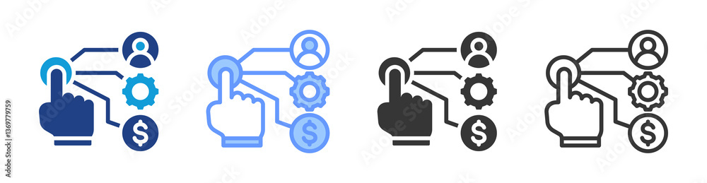 Aufkleber resource planning icon set multiple style collection