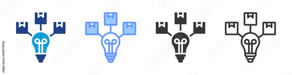 Aufkleber sourcing strategy icon set multiple style collection