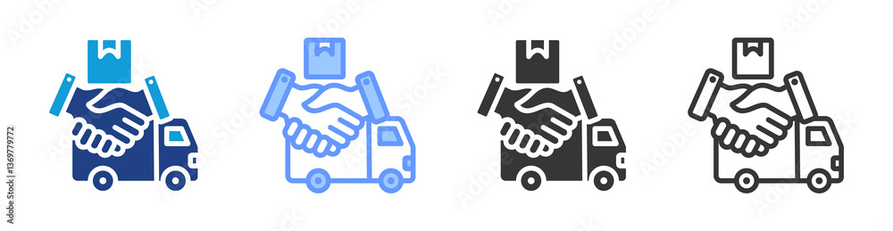 Poster logistics partner icon set multiple style collection