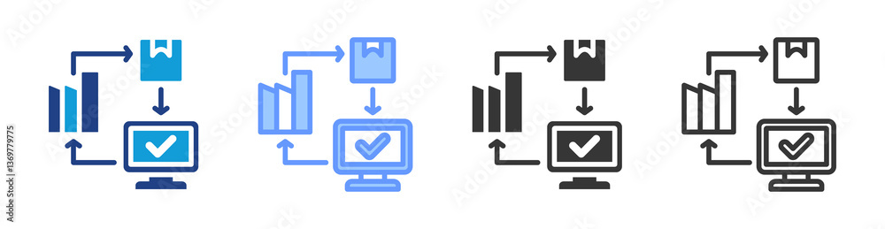 Poster Supply Chain Monitoring icon set multiple style collection