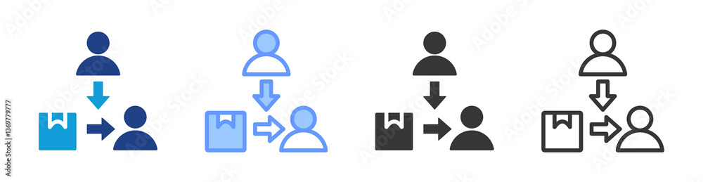 Poster Third Party Logistics icon set multiple style collection