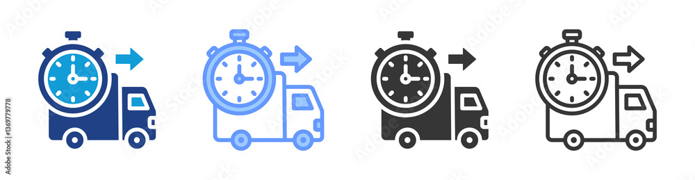Poster On Time Delivery icon set multiple style collection