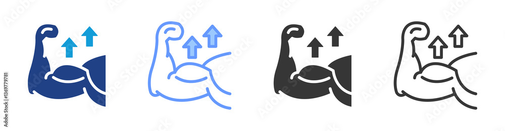 Poster strength icon set multiple style collection