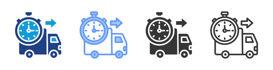 On Time Delivery icon set multiple style collection